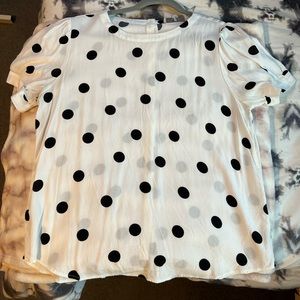 Loft white with black polka dot blouse